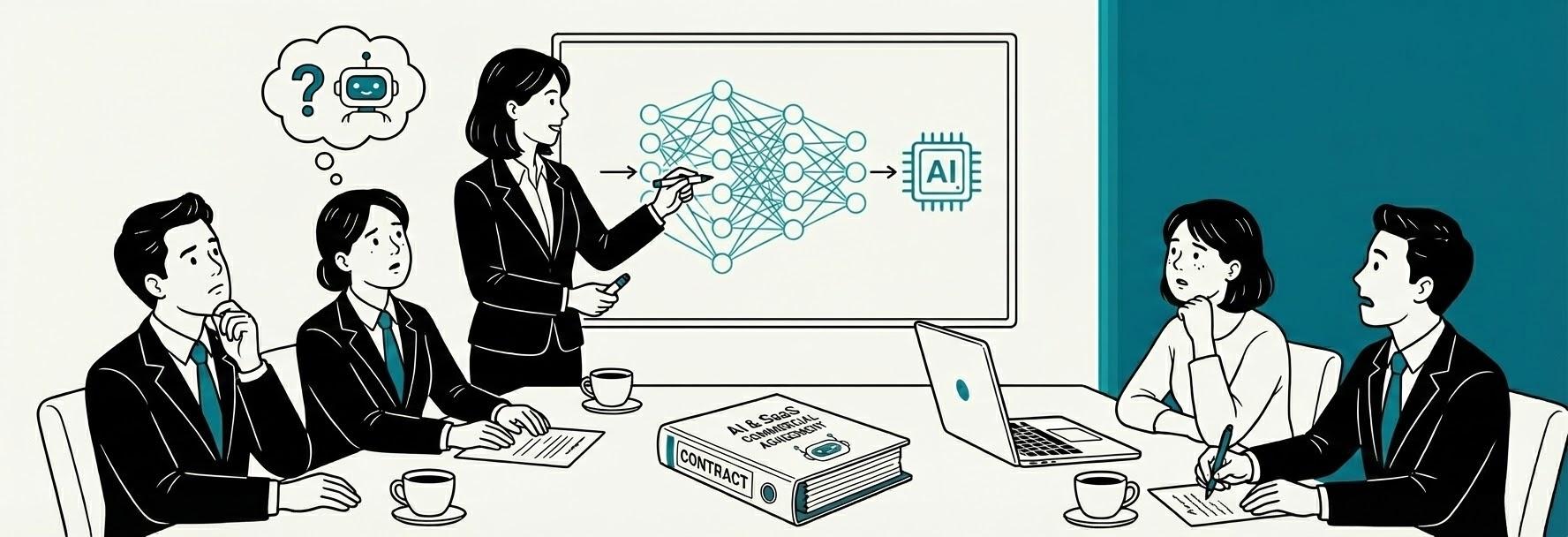 Lawyer explaining AI contracts to client