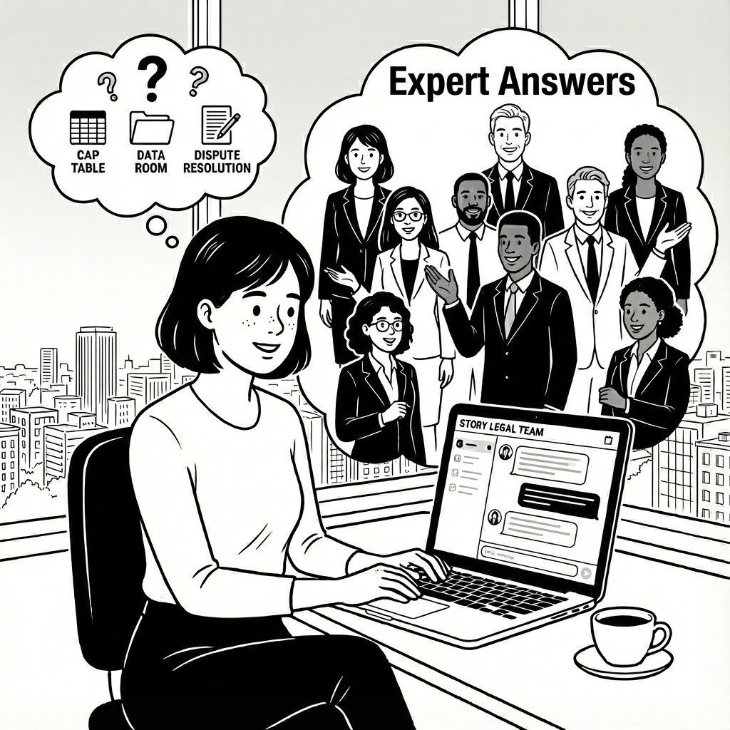 Founder getting answers from Story's legal team